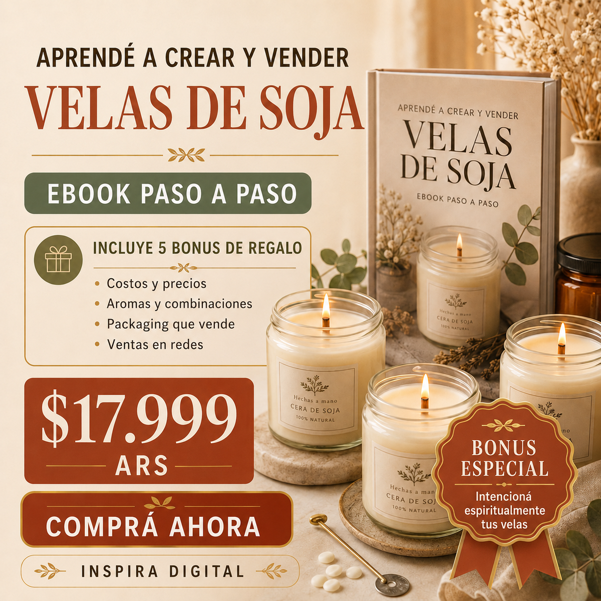 Cómo crear y vender velas artesanales – eBook + 5 bonus